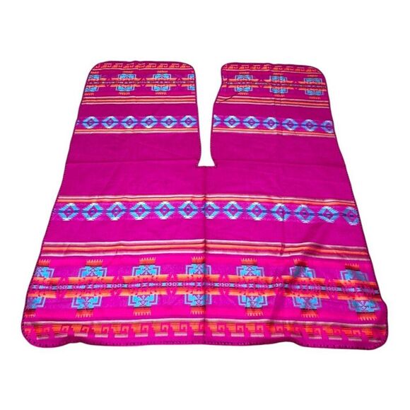 Reversible Tribal Print Poncho Wrap Shawl Kimono Alpaca Vintage Southwest Aztec - Picture 4 of 5